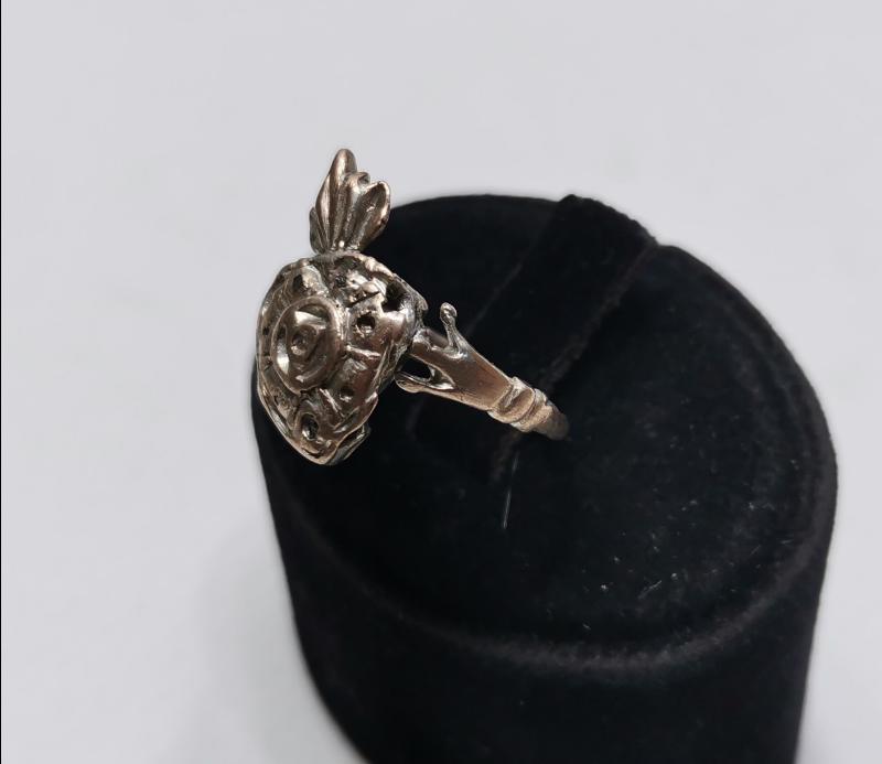 OSMANLI DÖNEMİ LEVANTEN İŞİ HIRİSTİYAN DİNİ KUTSAL KALP SEMBOLLÜ ANAYAR ELMAS YÜZÜK