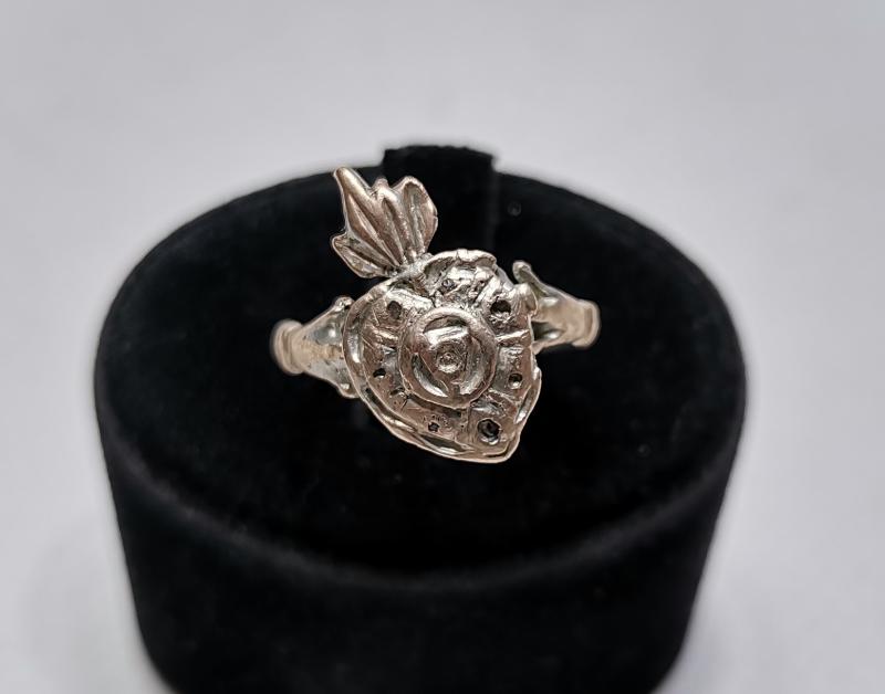 OSMANLI DÖNEMİ LEVANTEN İŞİ HIRİSTİYAN DİNİ KUTSAL KALP SEMBOLLÜ ANAYAR ELMAS YÜZÜK