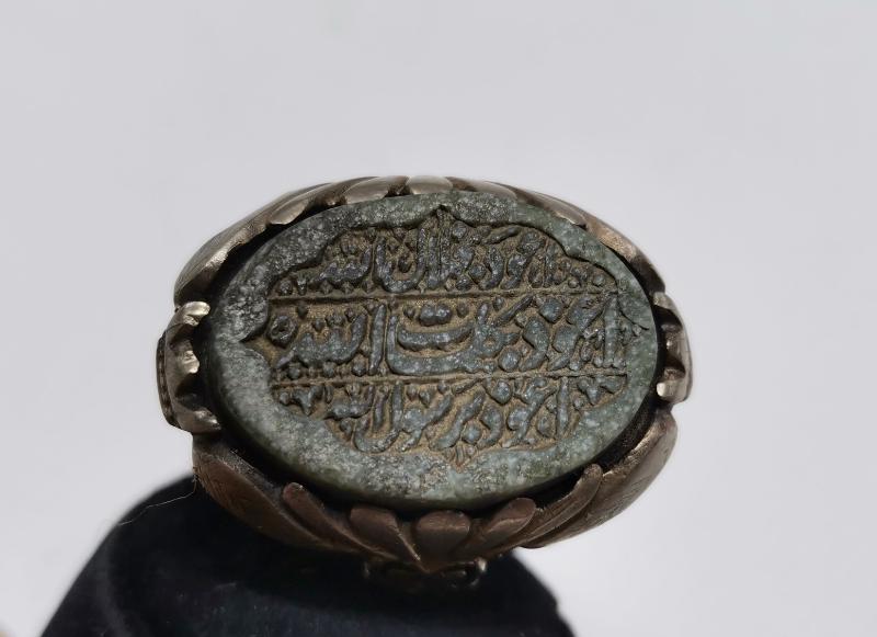 OSMANLI DÖNEMİ JADE TAŞI ÜZERİ DUA YAZILI TEKKE İŞİ GÜMÜŞ DERVİŞ YÜZÜĞÜ