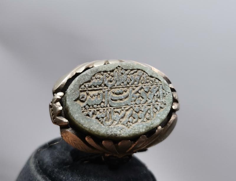 OSMANLI DÖNEMİ JADE TAŞI ÜZERİ DUA YAZILI TEKKE İŞİ GÜMÜŞ DERVİŞ YÜZÜĞÜ