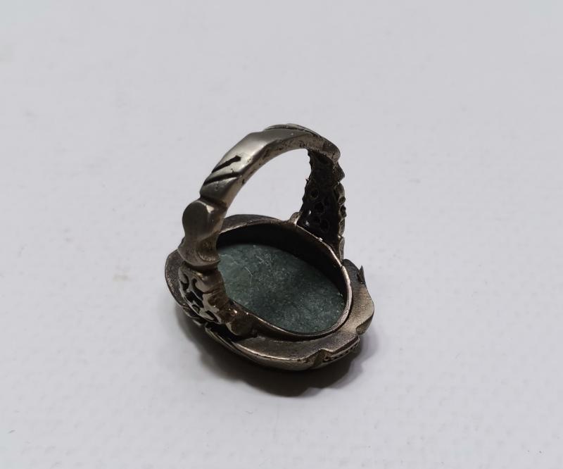 OSMANLI DÖNEMİ JADE TAŞI ÜZERİ DUA YAZILI TEKKE İŞİ GÜMÜŞ DERVİŞ YÜZÜĞÜ