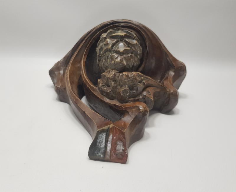 OSMANLI DÖNEMİ RUM İŞİ ÇAM KOZALAĞI DESENLİ AHŞAP İKONALIK