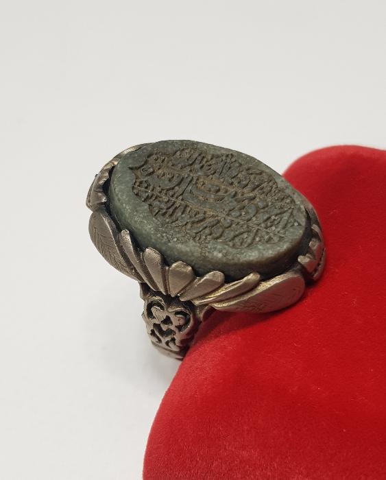 OSMANLI DÖNEMİ JADE TAŞI ÜZERİ DUA YAZILI TEKKE İŞİ GÜMÜŞ DERVİŞ YÜZÜĞÜ