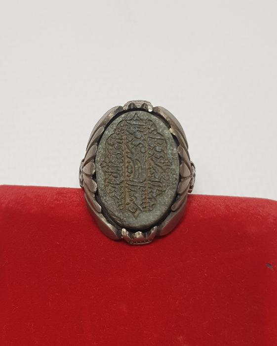 OSMANLI DÖNEMİ JADE TAŞI ÜZERİ DUA YAZILI TEKKE İŞİ GÜMÜŞ DERVİŞ YÜZÜĞÜ