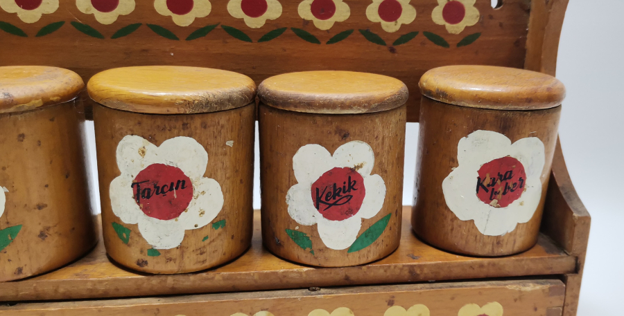 AHŞAP ÜZERİ EL BOYAMA ANTİKA BAHARATLIK