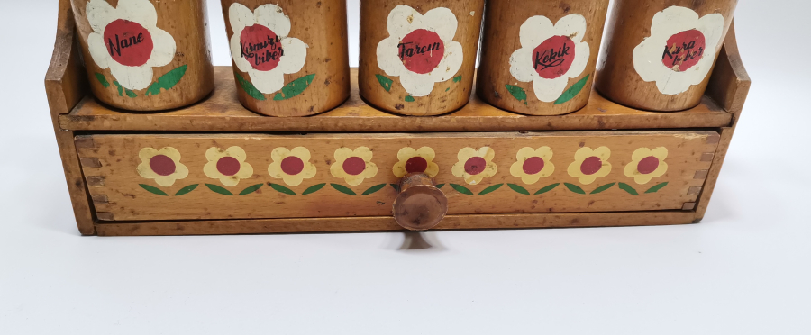 AHŞAP ÜZERİ EL BOYAMA ANTİKA BAHARATLIK