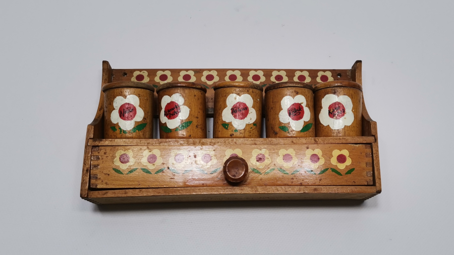 AHŞAP ÜZERİ EL BOYAMA ANTİKA BAHARATLIK