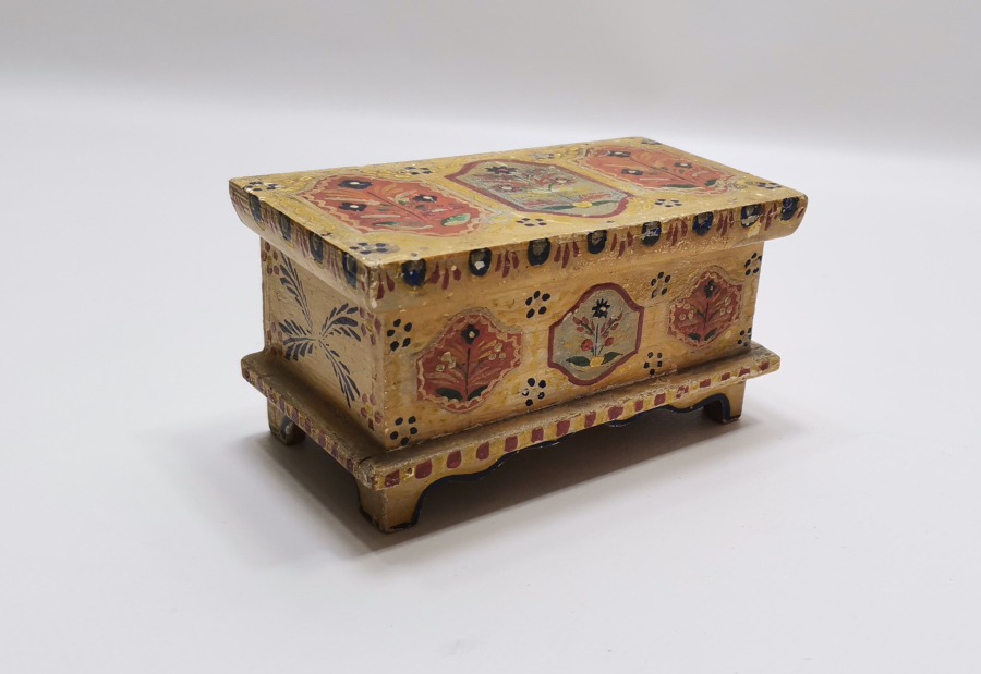 AHŞAP ÜZERİ EL BOYAMA İŞÇİLİKLİ ÇOK NADİR KAHVE KUTUSU