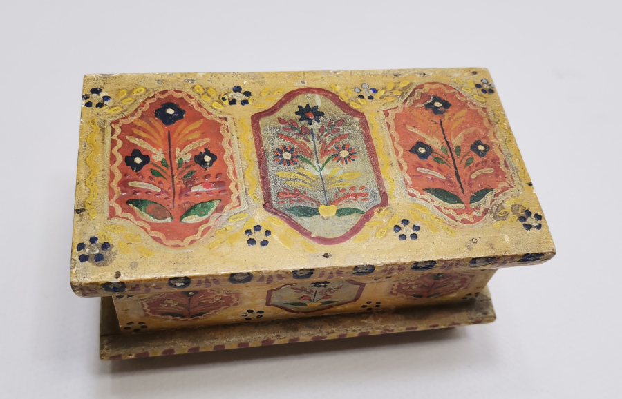 AHŞAP ÜZERİ EL BOYAMA İŞÇİLİKLİ ÇOK NADİR KAHVE KUTUSU