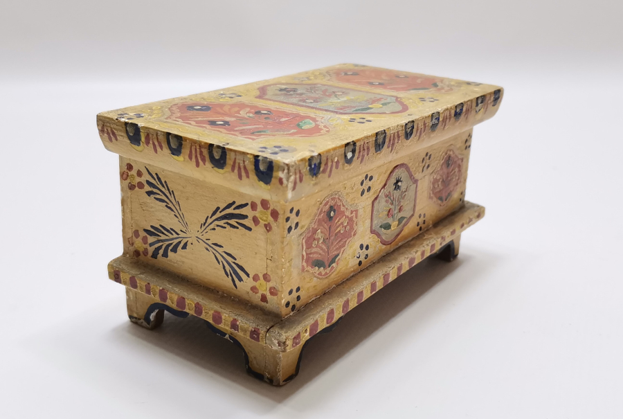 AHŞAP ÜZERİ EL BOYAMA İŞÇİLİKLİ ÇOK NADİR KAHVE KUTUSU