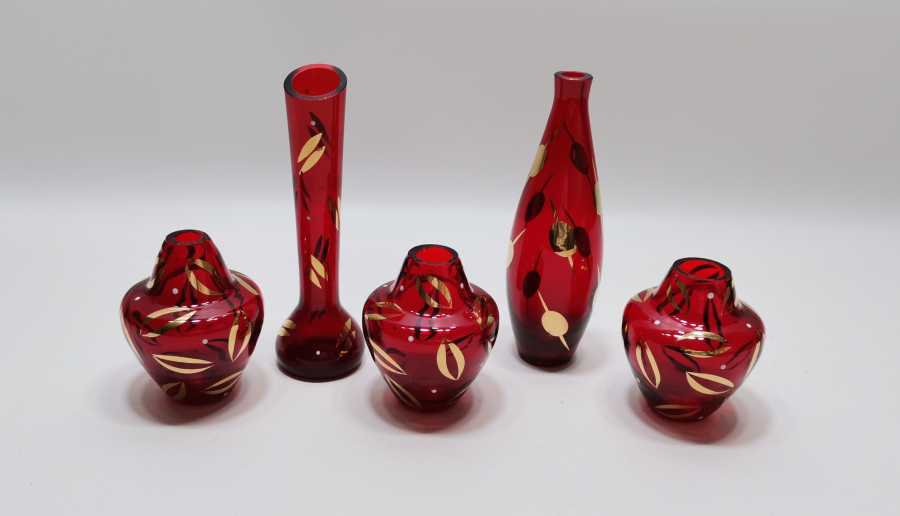 ALTIN VARAKLI ANTİKA CAM VAZO LOTU