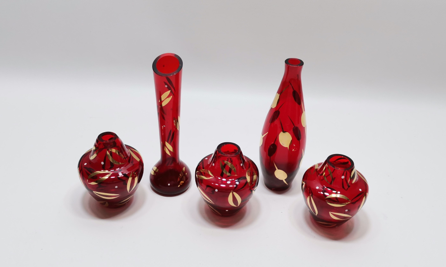 ALTIN VARAKLI ANTİKA CAM VAZO LOTU