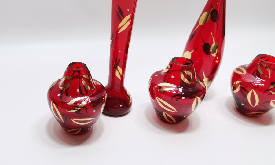 ALTIN VARAKLI ANTİKA CAM VAZO LOTU