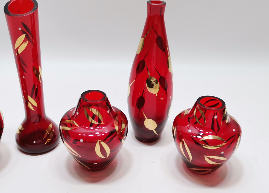 ALTIN VARAKLI ANTİKA CAM VAZO LOTU