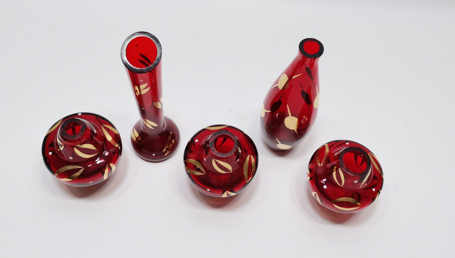 ALTIN VARAKLI ANTİKA CAM VAZO LOTU