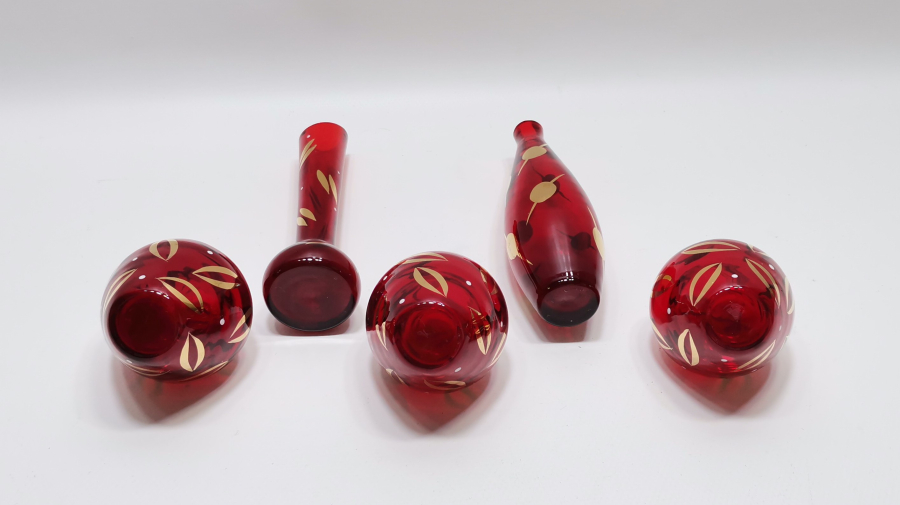 ALTIN VARAKLI ANTİKA CAM VAZO LOTU