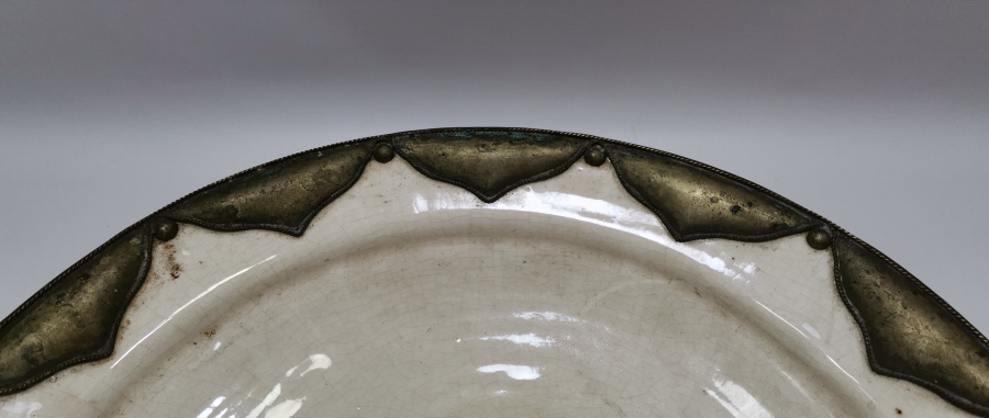 DEV BOYDA METAL GEÇMELİ ANTİKA PORSELEN JARDİNJER