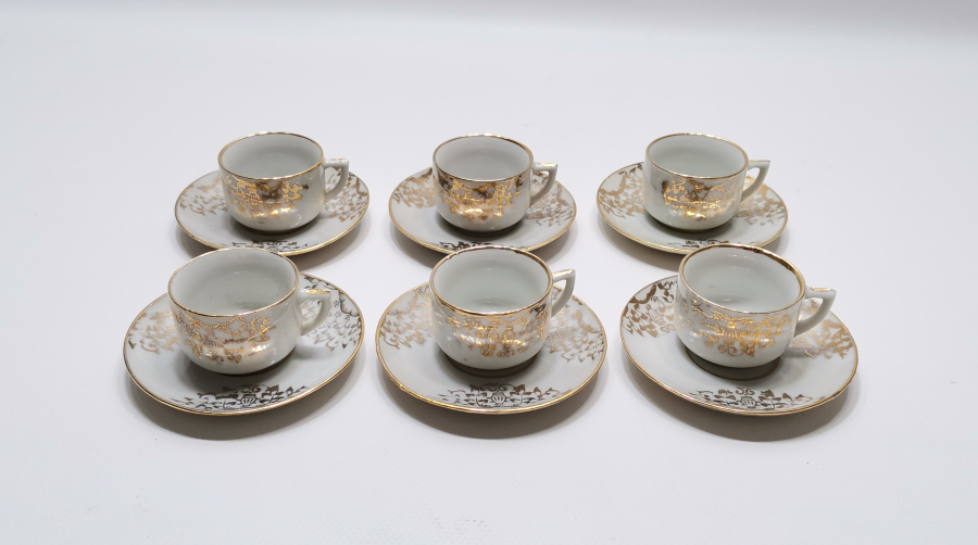 OSMANLI DÖNEMİ ALTIN VARAKLI 6 LI FİNCAN TAKIMI