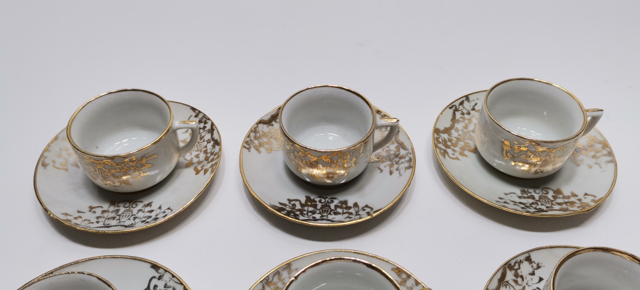 OSMANLI DÖNEMİ ALTIN VARAKLI 6 LI FİNCAN TAKIMI