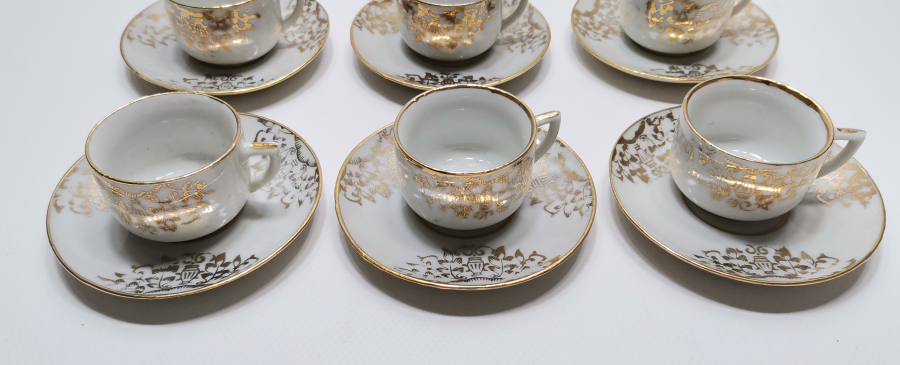 OSMANLI DÖNEMİ ALTIN VARAKLI 6 LI FİNCAN TAKIMI