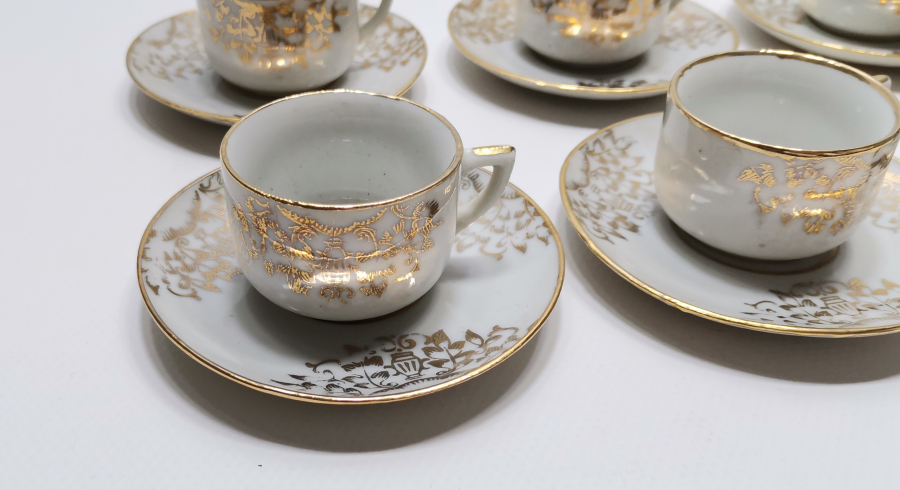 OSMANLI DÖNEMİ ALTIN VARAKLI 6 LI FİNCAN TAKIMI