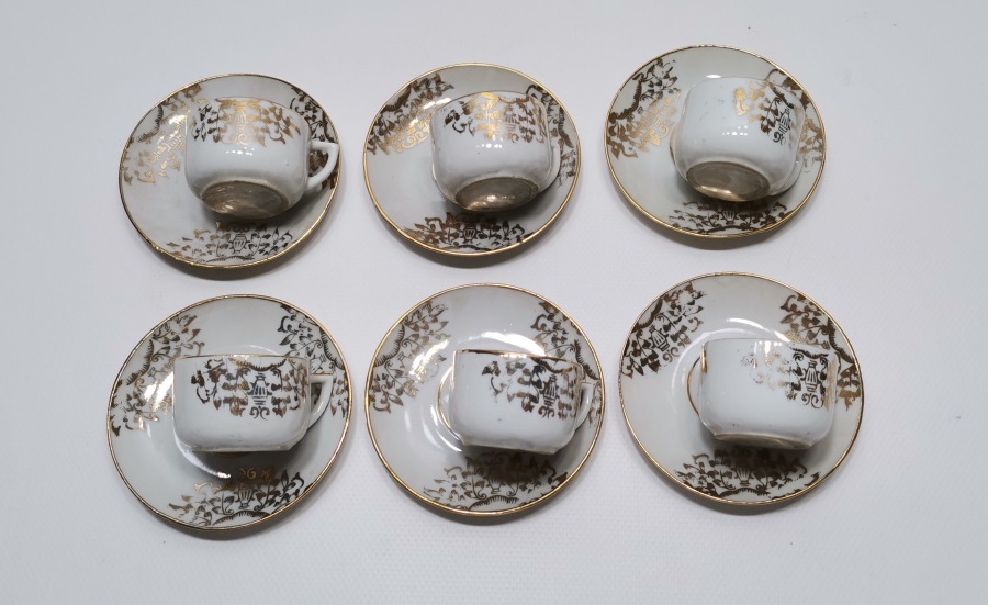 OSMANLI DÖNEMİ ALTIN VARAKLI 6 LI FİNCAN TAKIMI