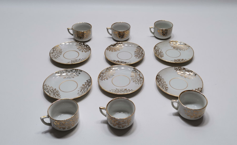 OSMANLI DÖNEMİ ALTIN VARAKLI 6 LI FİNCAN TAKIMI