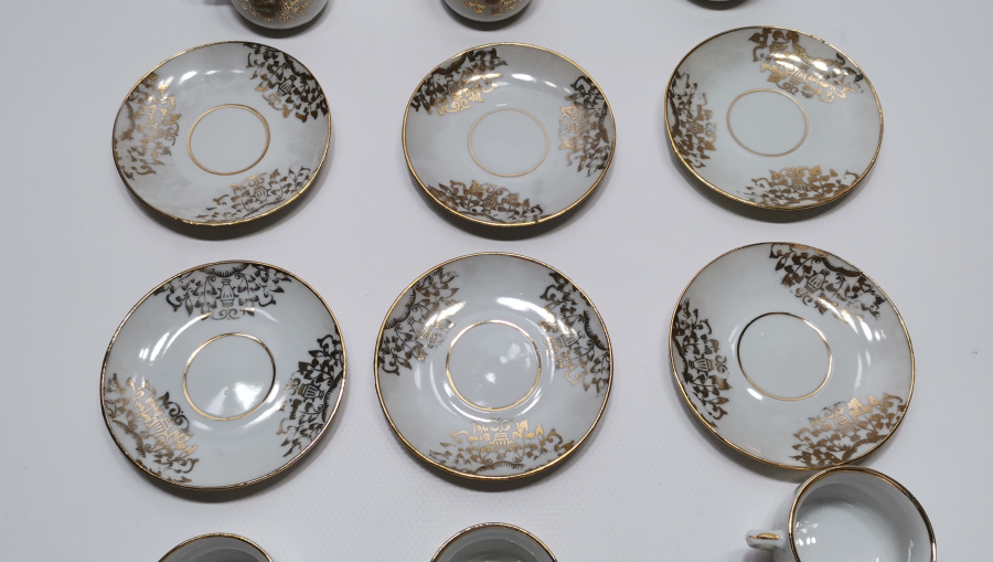 OSMANLI DÖNEMİ ALTIN VARAKLI 6 LI FİNCAN TAKIMI