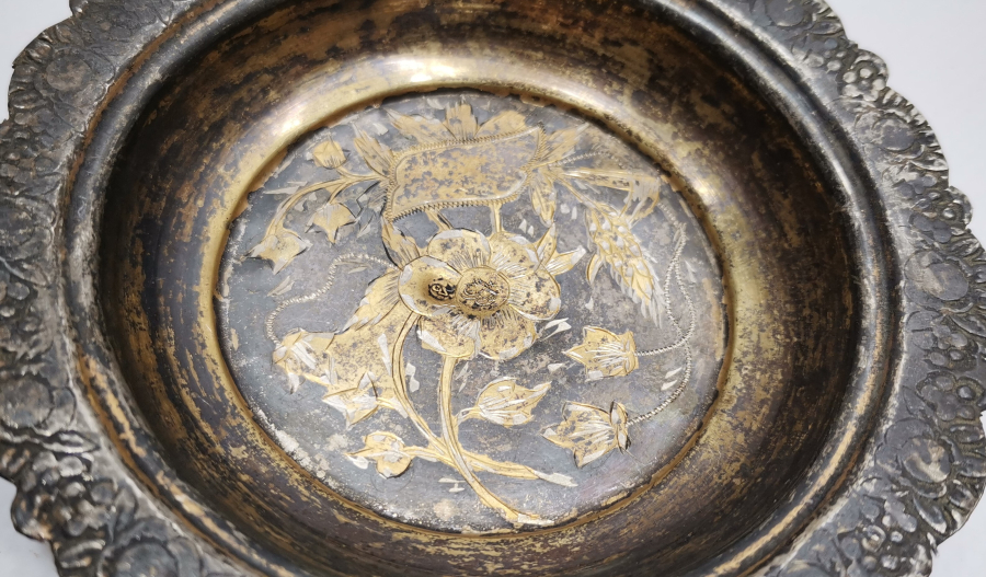 OSMANLI DÖNEMİ KALEM İŞÇİLİKLİ TUĞRALI GÜMÜŞ İFTARİYELİK - HURMALIK