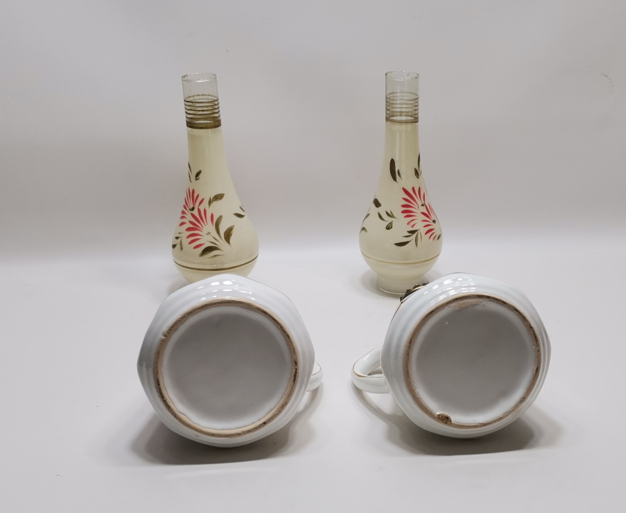 BÜYÜK BOY ANTİKA PORSELEN ÇİFT GAZ LAMBASI