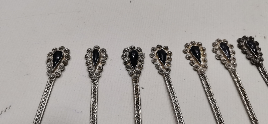 OLTU TAŞLI ANTİKA GÜMÜŞ ÇAY KAŞIĞI TAKIMI