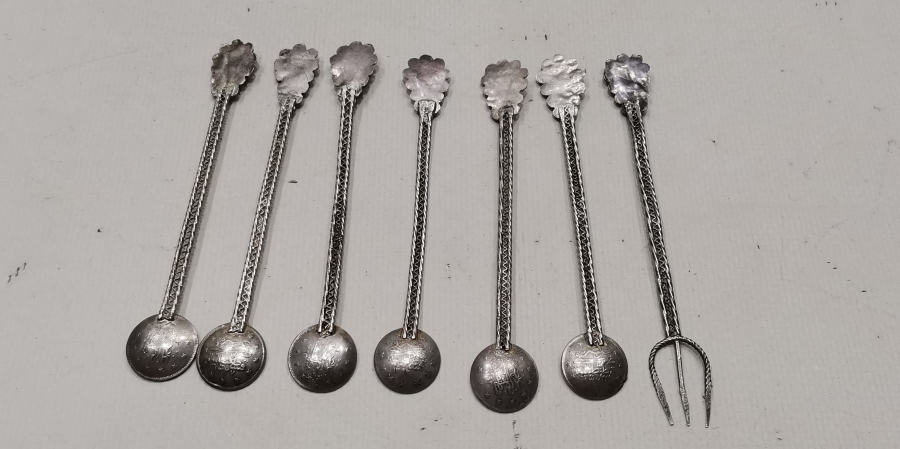 OLTU TAŞLI ANTİKA GÜMÜŞ ÇAY KAŞIĞI TAKIMI