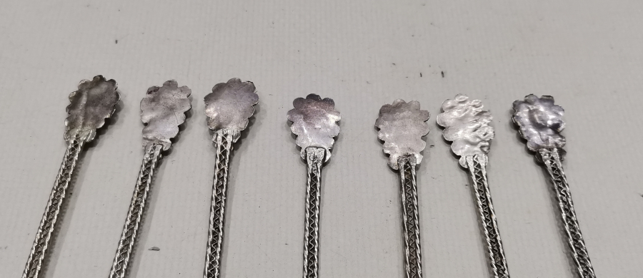 OLTU TAŞLI ANTİKA GÜMÜŞ ÇAY KAŞIĞI TAKIMI