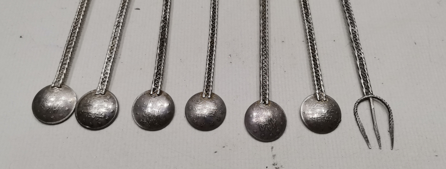 OLTU TAŞLI ANTİKA GÜMÜŞ ÇAY KAŞIĞI TAKIMI