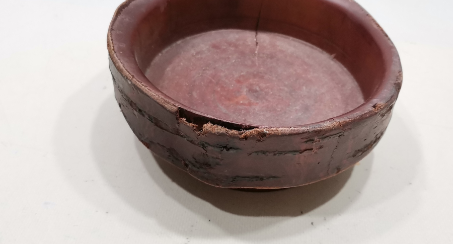 OSMANLI DÖNEMİ DERİ VE AHŞAPTAN MAMUL NADİR FORMDA TEKKE İŞİ KASE