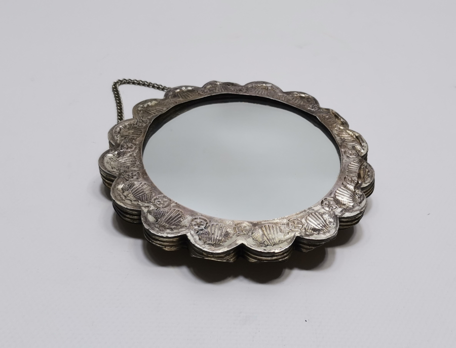 ARKASI NAZAR BONCUKLU ANTİKA GÜMÜŞ DUVAR AYNASI