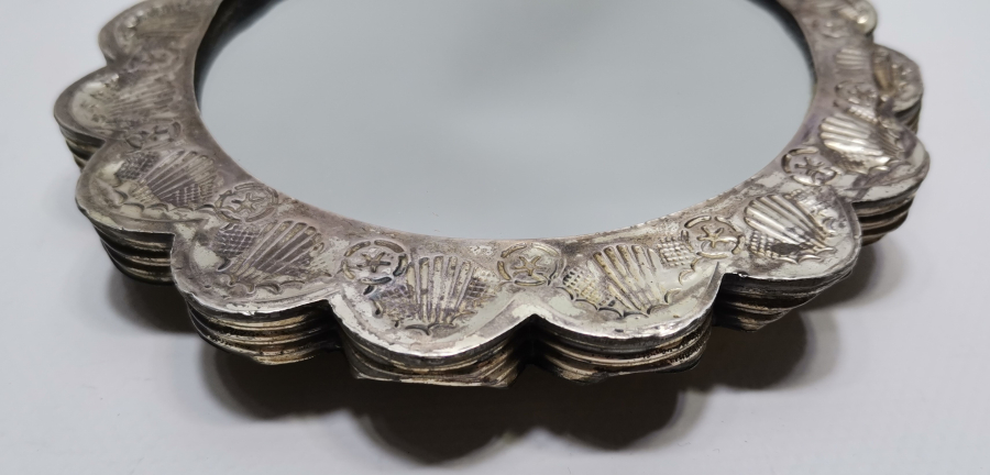 ARKASI NAZAR BONCUKLU ANTİKA GÜMÜŞ DUVAR AYNASI