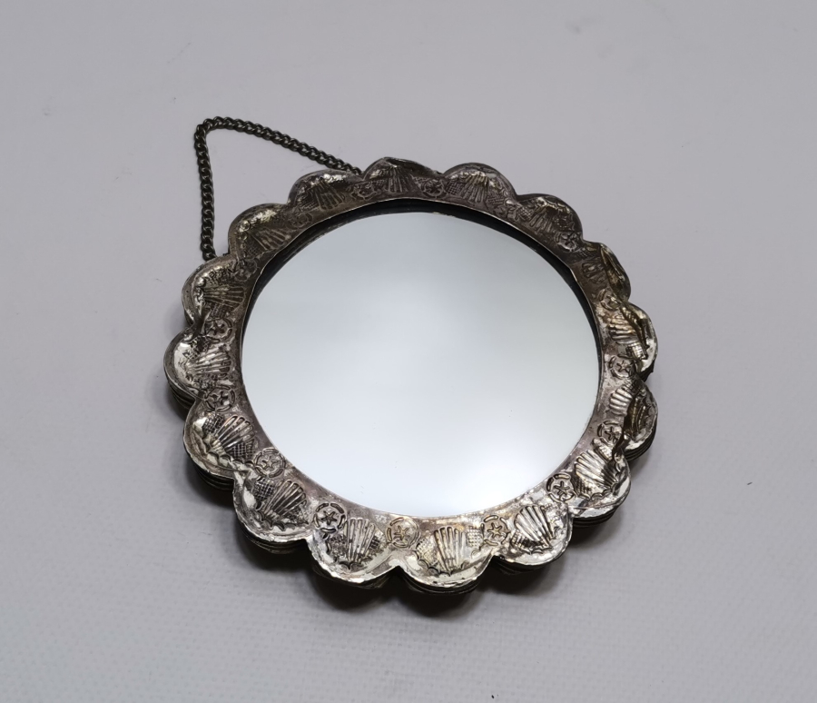 ARKASI NAZAR BONCUKLU ANTİKA GÜMÜŞ DUVAR AYNASI