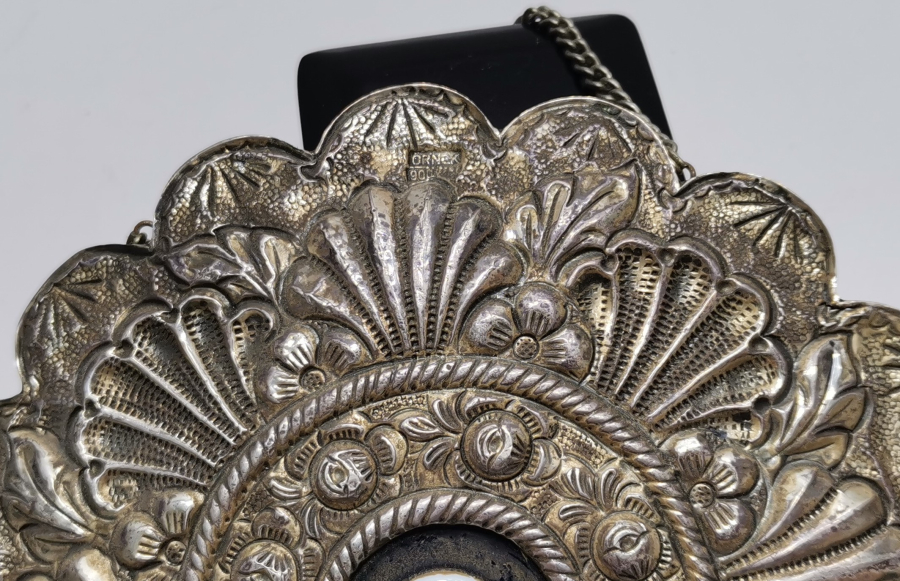 ARKASI NAZAR BONCUKLU ANTİKA GÜMÜŞ DUVAR AYNASI