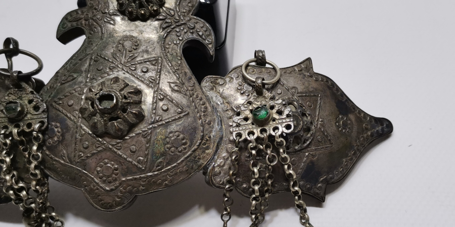 OSMANLI DÖNEMİ NADİR FORMDA KÖSTEKLİ GÜMÜŞ GELİN KEMERİ