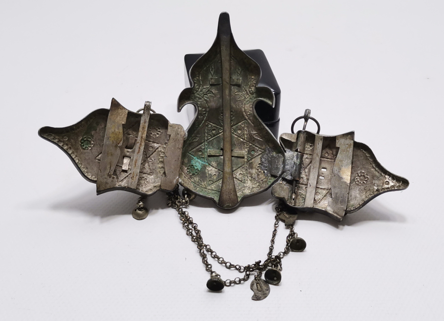 OSMANLI DÖNEMİ NADİR FORMDA KÖSTEKLİ GÜMÜŞ GELİN KEMERİ