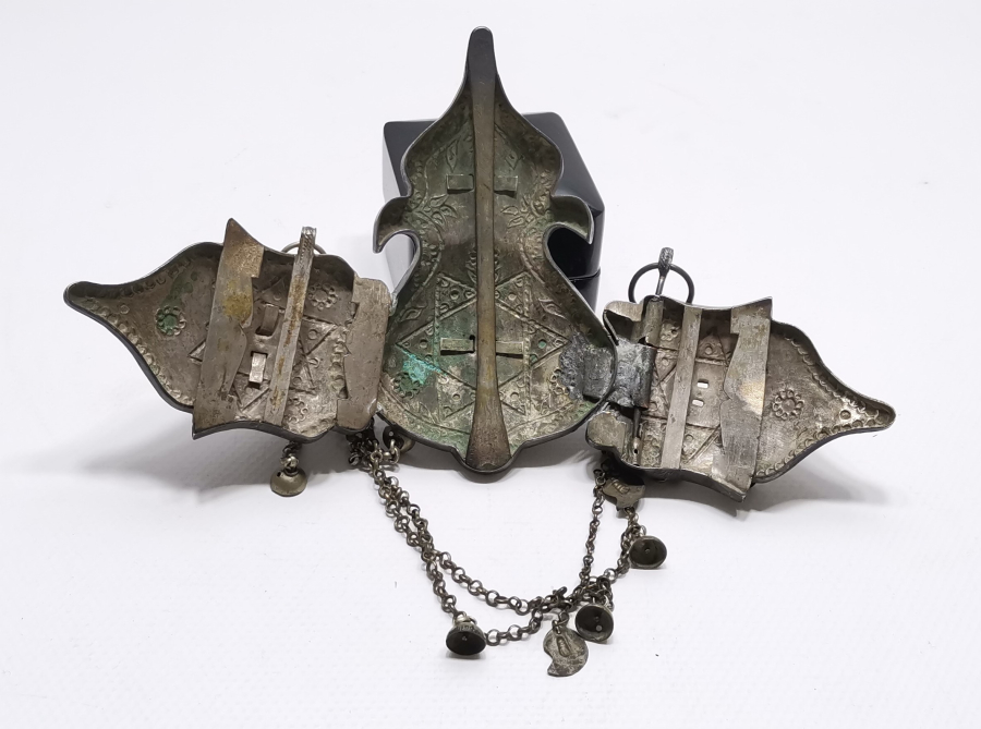 OSMANLI DÖNEMİ NADİR FORMDA KÖSTEKLİ GÜMÜŞ GELİN KEMERİ