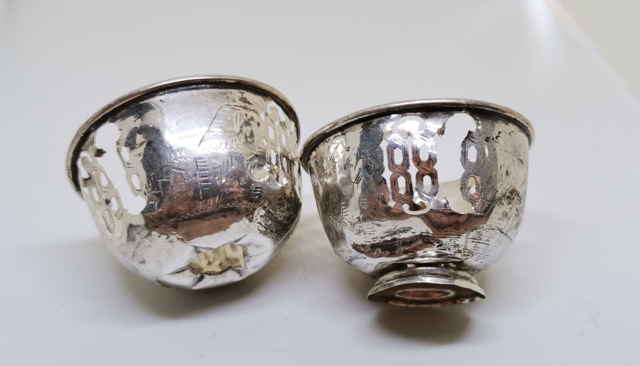 HALİYLE KONDİSYONDA 2 ADET OSMANLI DÖNEMİ TUĞRALI GÜMÜŞ FİNCAN ZARFI