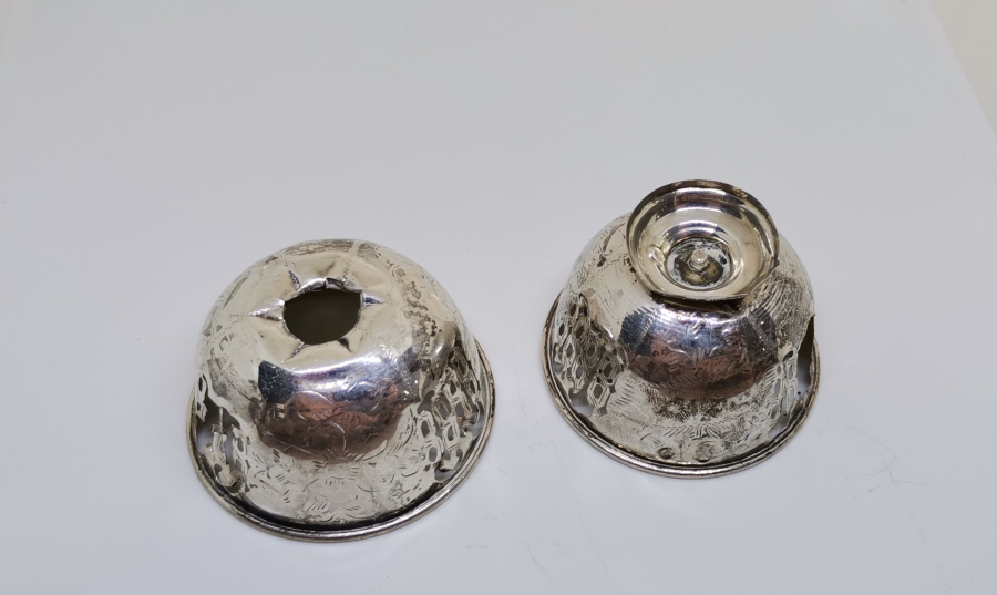 HALİYLE KONDİSYONDA 2 ADET OSMANLI DÖNEMİ TUĞRALI GÜMÜŞ FİNCAN ZARFI