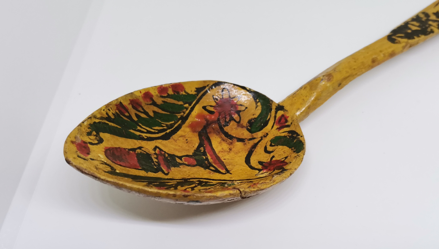 MEVLEVİ SİKKELİ VE OSMANLICA YAZILI OSMANLI DÖNEMİ NADİR KONYA İŞİ TAHTA KAŞIK