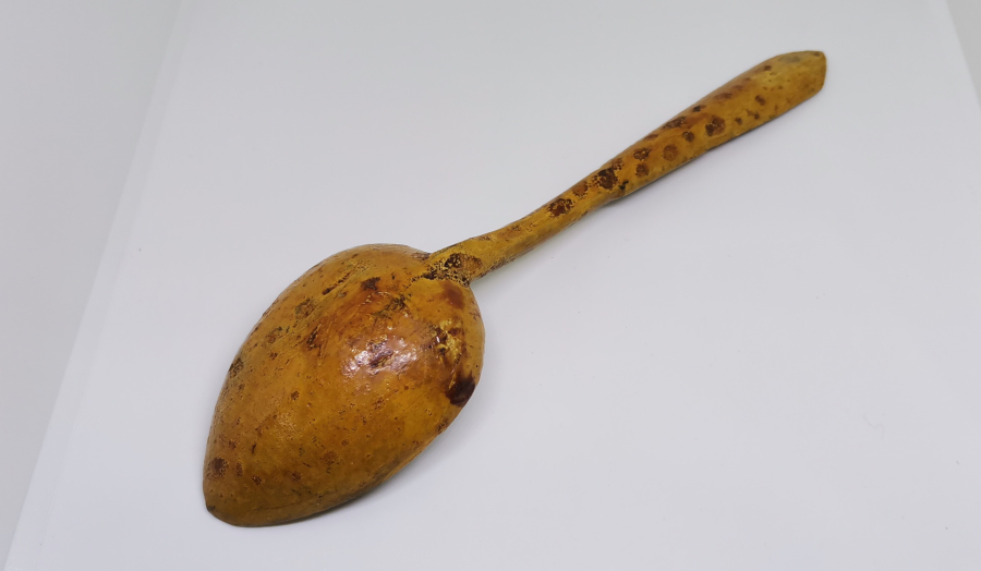 MEVLEVİ SİKKELİ VE OSMANLICA YAZILI OSMANLI DÖNEMİ NADİR KONYA İŞİ TAHTA KAŞIK