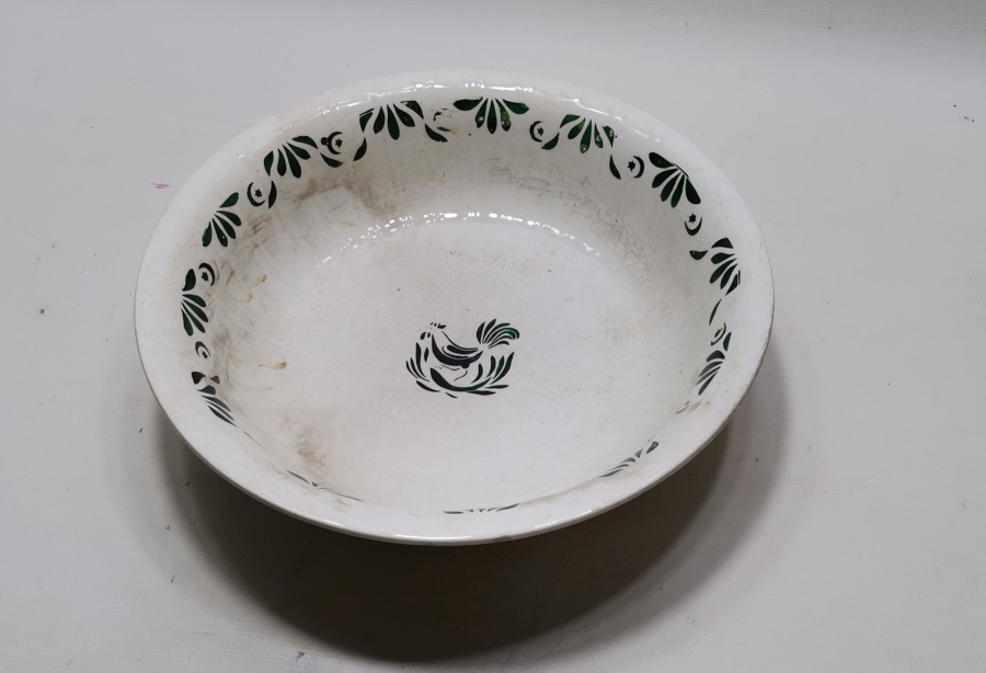 AY YILDIZLI VE HOROZLU DEV BOYDA OSMANLI DÖNEMİ PORSELEN TABAK - KASE