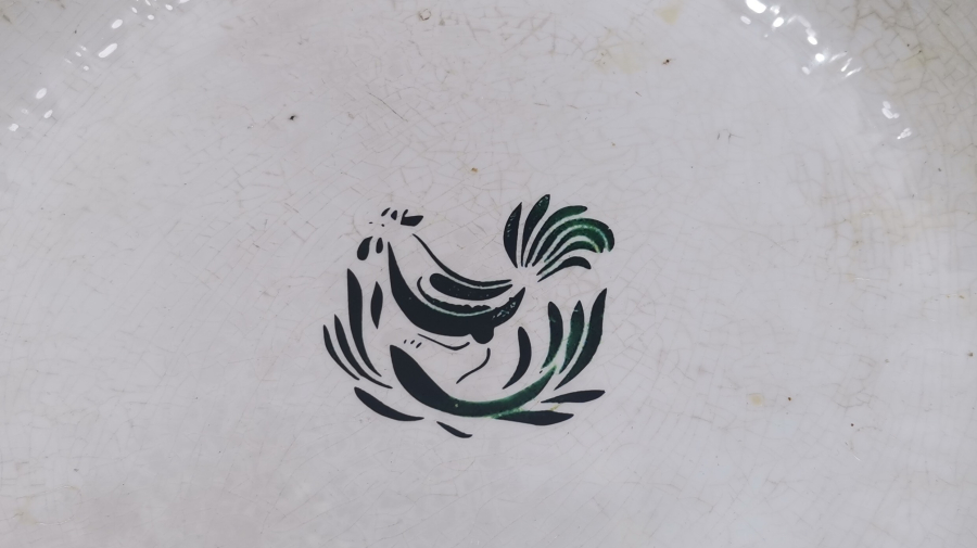 AY YILDIZLI VE HOROZLU DEV BOYDA OSMANLI DÖNEMİ PORSELEN TABAK - KASE