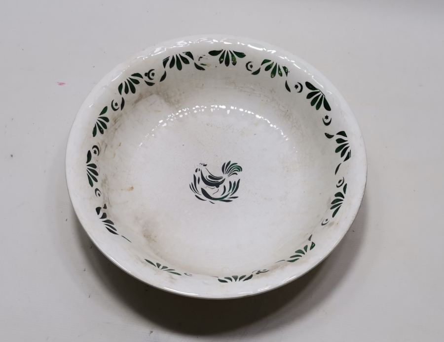 AY YILDIZLI VE HOROZLU DEV BOYDA OSMANLI DÖNEMİ PORSELEN TABAK - KASE