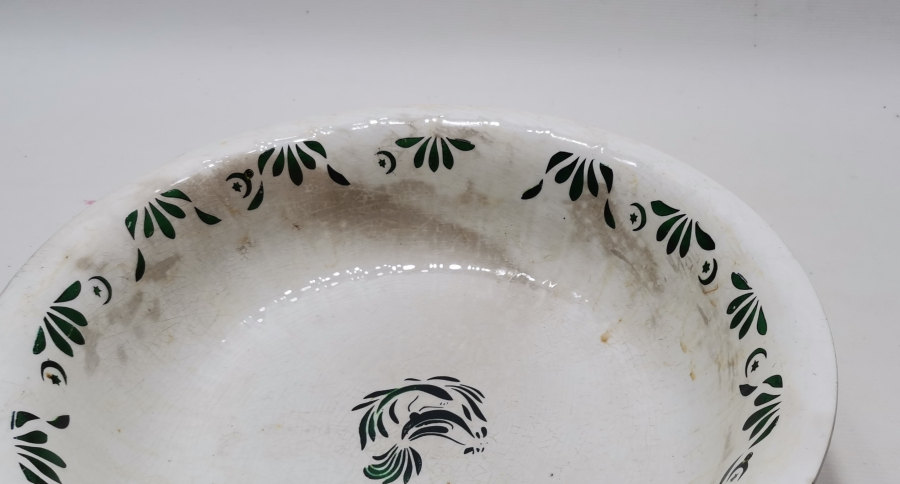 AY YILDIZLI VE HOROZLU DEV BOYDA OSMANLI DÖNEMİ PORSELEN TABAK - KASE